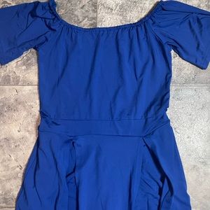 Royal blue maxi dress short jumpsuit overlay skirt for summer or spring